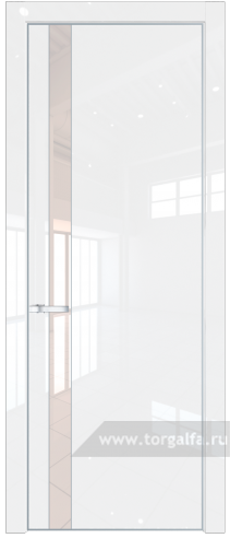 Дверь со стеклом ProfilDoors 18LE Lacobel Перламутровый лак с кромкой Серебро (Белый люкс)