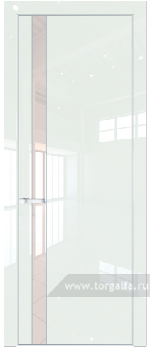Дверь со стеклом ProfilDoors 18LE Lacobel Перламутровый лак с кромкой Серебро ( ДаркВайт люкс)