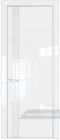 Дверь со стеклом ProfilDoors 18LE Лак классик с кромкой Серебро (Белый люкс)