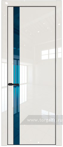 Дверь со стеклом ProfilDoors 18LE Зеркало Blue с кромкой Черный матовый RAL9005 (Магнолия люкс)