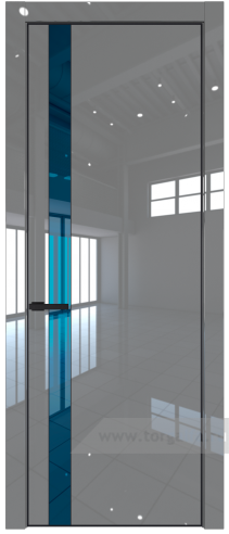 Дверь со стеклом ProfilDoors 18LE Зеркало Blue с кромкой Черный матовый RAL9005 (Грей люкс)