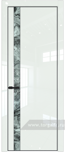 Дверь со стеклом ProfilDoors 18LE Атриум серебро с кромкой Черный матовый RAL9005 ( ДаркВайт люкс)