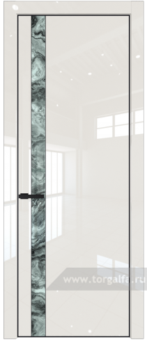 Дверь со стеклом ProfilDoors 18LE Атриум серебро с кромкой Черный матовый RAL9005 (Магнолия люкс)