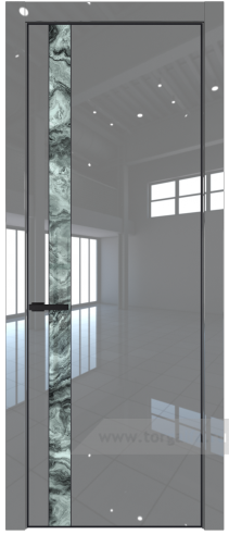 Дверь со стеклом ProfilDoors 18LE Атриум серебро с кромкой Черный матовый RAL9005 (Грей люкс)