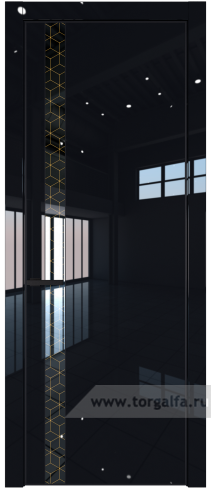 Дверь со стеклом ProfilDoors 18LE Лоран узор золото с кромкой Черный матовый RAL9005 (Черный люкс)