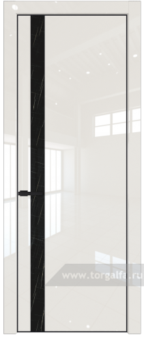 Дверь со стеклом ProfilDoors 18LE Неро мрамор с кромкой Черный матовый RAL9005 (Магнолия люкс)