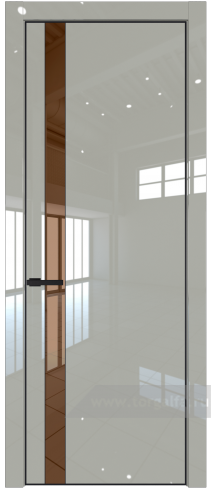 Дверь со стеклом ProfilDoors 18LE Зеркало Bronza с кромкой Черный матовый RAL9005 (Галька люкс)