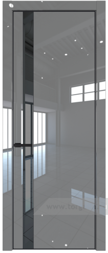 Дверь со стеклом ProfilDoors 18LE Зеркало Grey с кромкой Черный матовый RAL9005 (Грей люкс)