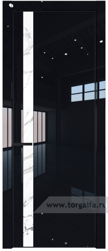 Дверь со стеклом ProfilDoors 18LE Нефи белый узор серебро с кромкой Черный матовый RAL9005 (Черный люкс)