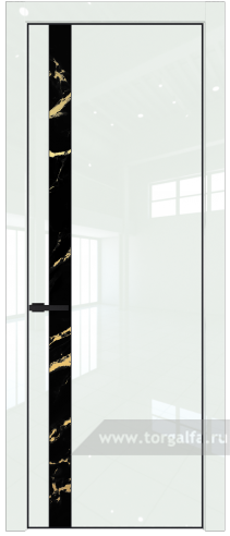 Дверь со стеклом ProfilDoors 18LE Нефи черный узор золото с кромкой Черный матовый RAL9005 ( ДаркВайт люкс)