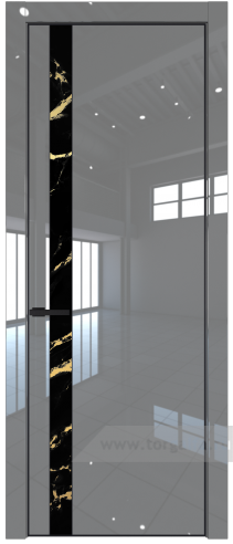 Дверь со стеклом ProfilDoors 18LE Нефи черный узор золото с кромкой Черный матовый RAL9005 (Грей люкс)