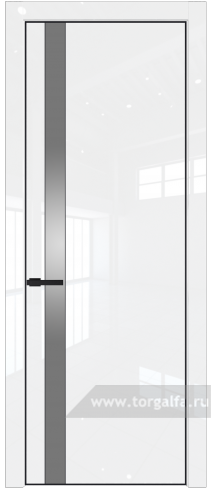 Дверь со стеклом ProfilDoors 18LE Lacobel Серебряный лак с кромкой Черный матовый RAL9005 (Белый люкс)