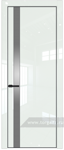 Дверь со стеклом ProfilDoors 18LE Lacobel Серебряный лак с кромкой Черный матовый RAL9005 ( ДаркВайт люкс)