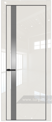 Дверь со стеклом ProfilDoors 18LE Lacobel Серебряный лак с кромкой Черный матовый RAL9005 (Магнолия люкс)