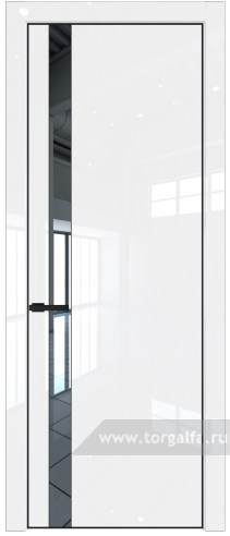 Дверь со стеклом ProfilDoors 18LE Зеркало с кромкой Черный матовый RAL9005 (Белый люкс)