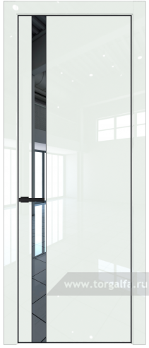 Дверь со стеклом ProfilDoors 18LE Зеркало с кромкой Черный матовый RAL9005 ( ДаркВайт люкс)