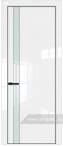 Дверь со стеклом ProfilDoors 18LE Lacobel Белый лак с кромкой Черный матовый RAL9005 (Белый люкс)
