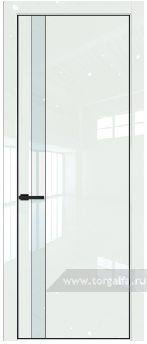 Дверь со стеклом ProfilDoors 18LE Lacobel Белый лак с кромкой Черный матовый RAL9005 ( ДаркВайт люкс)