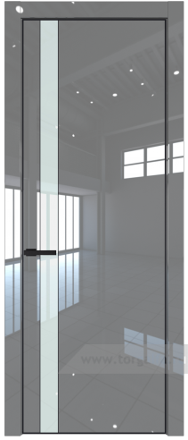 Дверь со стеклом ProfilDoors 18LE Lacobel Белый лак с кромкой Черный матовый RAL9005 (Грей люкс)