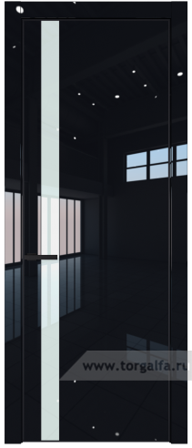 Дверь со стеклом ProfilDoors 18LE Lacobel Белый лак с кромкой Черный матовый RAL9005 (Черный люкс)