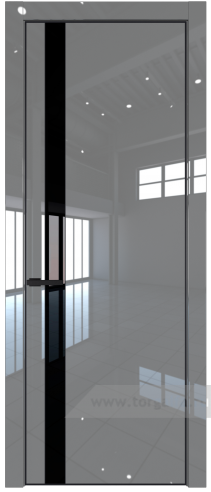 Дверь со стеклом ProfilDoors 18LE Lacobel Черный лак с кромкой Черный матовый RAL9005 (Грей люкс)
