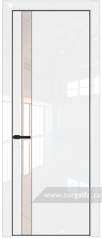 Дверь со стеклом ProfilDoors 18LE Lacobel Перламутровый лак с кромкой Черный матовый RAL9005 (Белый люкс)