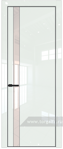 Дверь со стеклом ProfilDoors 18LE Lacobel Перламутровый лак с кромкой Черный матовый RAL9005 ( ДаркВайт люкс)