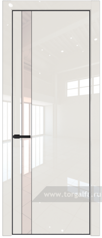 Дверь со стеклом ProfilDoors 18LE Lacobel Перламутровый лак с кромкой Черный матовый RAL9005 (Магнолия люкс)