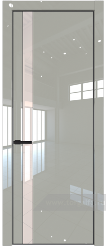 Дверь со стеклом ProfilDoors 18LE Lacobel Перламутровый лак с кромкой Черный матовый RAL9005 (Галька люкс)