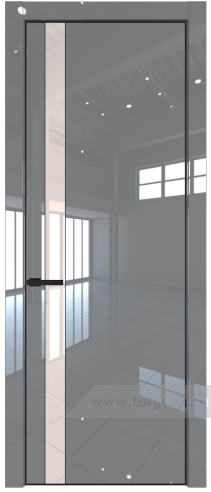 Дверь со стеклом ProfilDoors 18LE Lacobel Перламутровый лак с кромкой Черный матовый RAL9005 (Грей люкс)