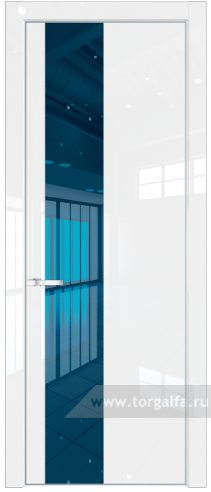 Дверь со стеклом ProfilDoors 19LE Зеркало Blue с кромкой Серебро (Белый люкс)