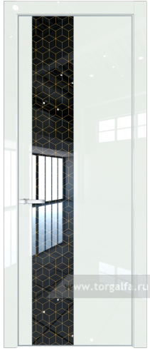 Дверь со стеклом ProfilDoors 19LE Лоран узор золото с кромкой Серебро ( ДаркВайт люкс)
