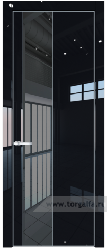 Дверь со стеклом ProfilDoors 19LE Зеркало Grey с кромкой Серебро (Черный люкс)