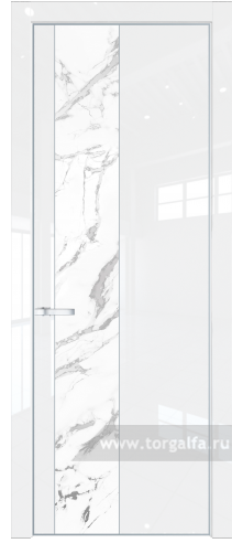 Дверь со стеклом ProfilDoors 19LE Нефи белый узор серебро с кромкой Серебро (Белый люкс)