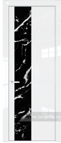 Дверь со стеклом ProfilDoors 19LE Нефи черный узор серебро с кромкой Серебро (Белый люкс)