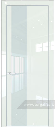 Дверь со стеклом ProfilDoors 19LE Lacobel Белый лак с кромкой Серебро ( ДаркВайт люкс)