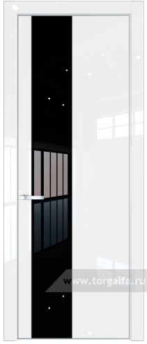 Дверь со стеклом ProfilDoors 19LE Lacobel Черный лак с кромкой Серебро (Белый люкс)