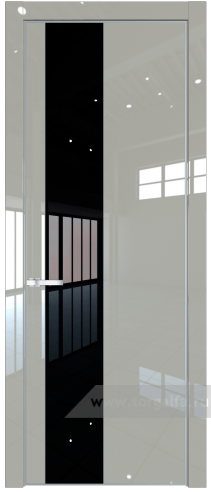 Дверь со стеклом ProfilDoors 19LE Lacobel Черный лак с кромкой Серебро (Галька люкс)