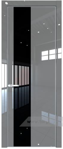 Дверь со стеклом ProfilDoors 19LE Lacobel Черный лак с кромкой Серебро (Грей люкс)