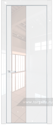 Дверь со стеклом ProfilDoors 19LE Lacobel Перламутровый лак с кромкой Серебро (Белый люкс)