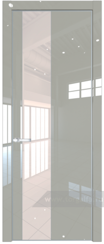 Дверь со стеклом ProfilDoors 19LE Lacobel Перламутровый лак с кромкой Серебро (Галька люкс)