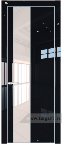 Дверь со стеклом ProfilDoors 19LE Lacobel Перламутровый лак с кромкой Серебро (Черный люкс)