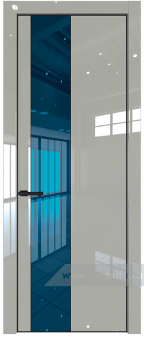 Дверь со стеклом ProfilDoors 19LE Зеркало Blue с кромкой Черный матовый RAL9005 (Галька люкс)