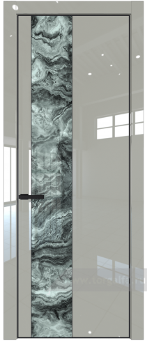 Дверь со стеклом ProfilDoors 19LE Атриум серебро с кромкой Черный матовый RAL9005 (Галька люкс)