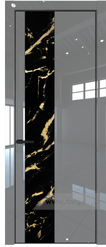 Дверь со стеклом ProfilDoors 19LE Нефи черный узор золото с кромкой Черный матовый RAL9005 (Грей люкс)