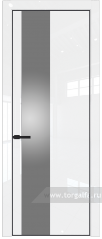 Дверь со стеклом ProfilDoors 19LE Lacobel Серебряный лак с кромкой Черный матовый RAL9005 (Белый люкс)