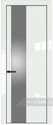 Дверь со стеклом ProfilDoors 19LE Lacobel Серебряный лак с кромкой Черный матовый RAL9005 ( ДаркВайт люкс)