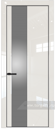 Дверь со стеклом ProfilDoors 19LE Lacobel Серебряный лак с кромкой Черный матовый RAL9005 (Магнолия люкс)