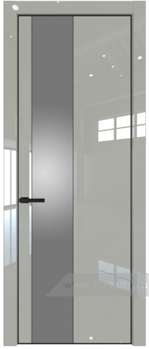 Дверь со стеклом ProfilDoors 19LE Lacobel Серебряный лак с кромкой Черный матовый RAL9005 (Галька люкс)