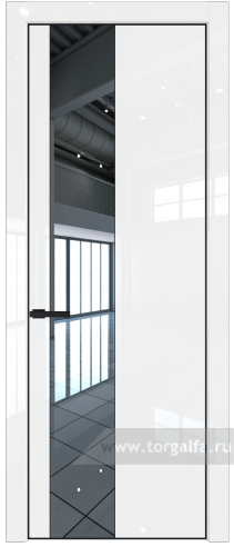 Дверь со стеклом ProfilDoors 19LE Зеркало с кромкой Черный матовый RAL9005 (Белый люкс)